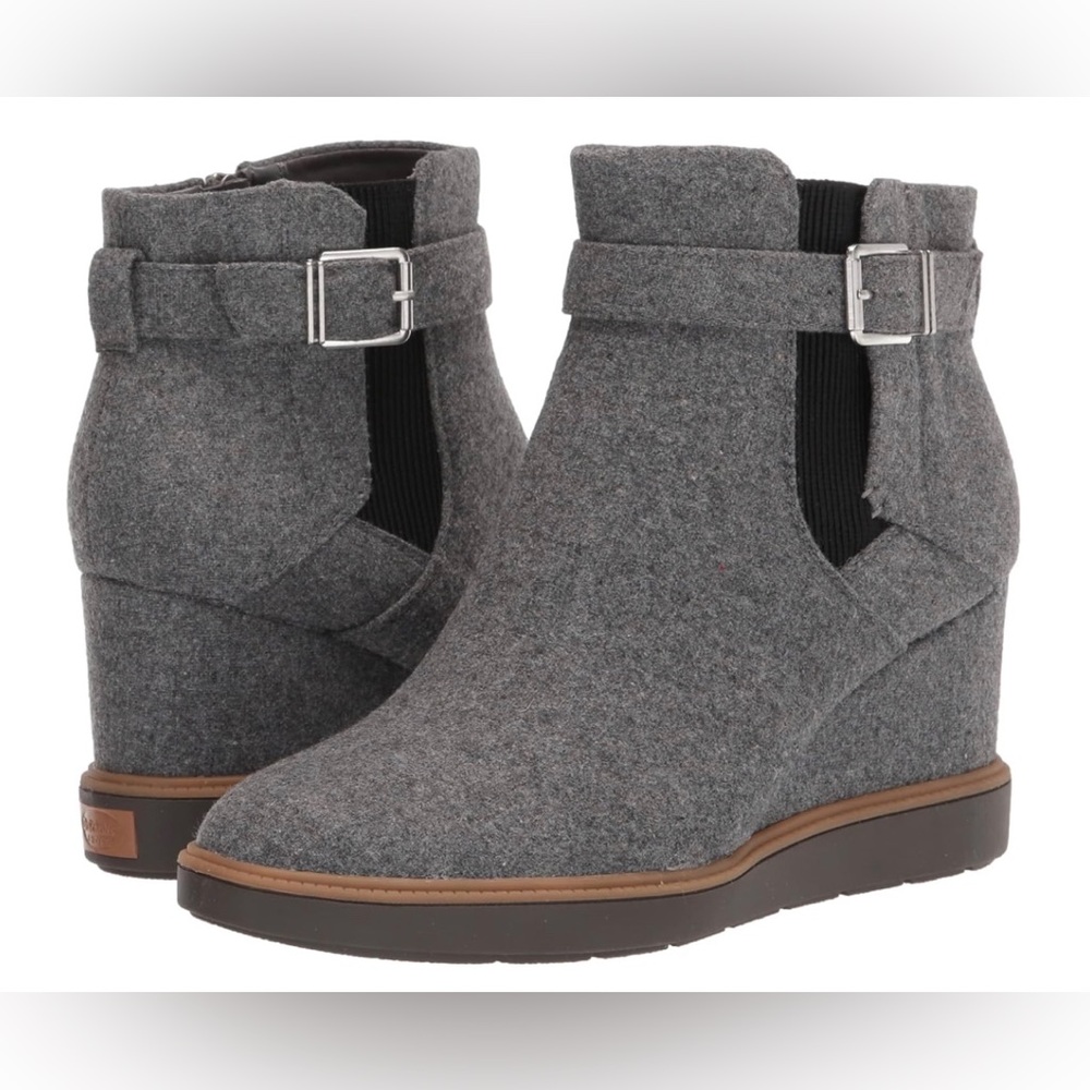 New Dr. Scholl's Women's Grey Flannel Jacinda Faux Suede Ankle Boots Size 8